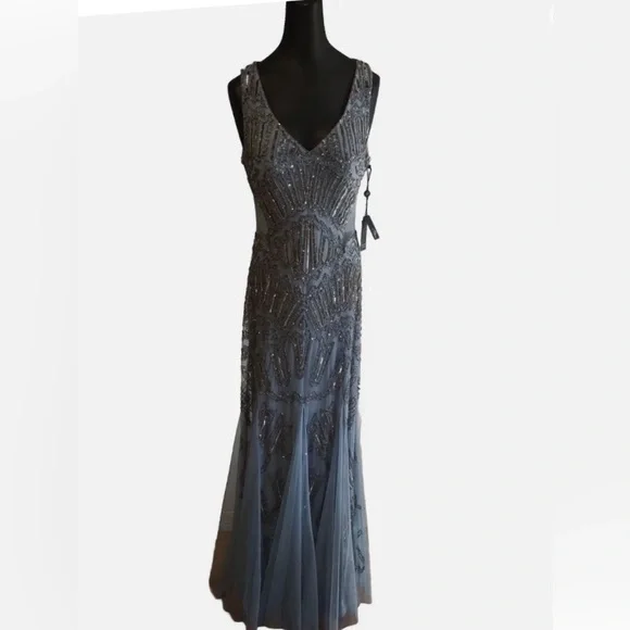NWT Adrianna Papell Formal Beaded Gown~ Pink Sapphire